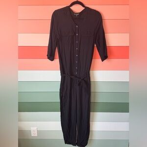 Express Black Button-Up Jumpsuit